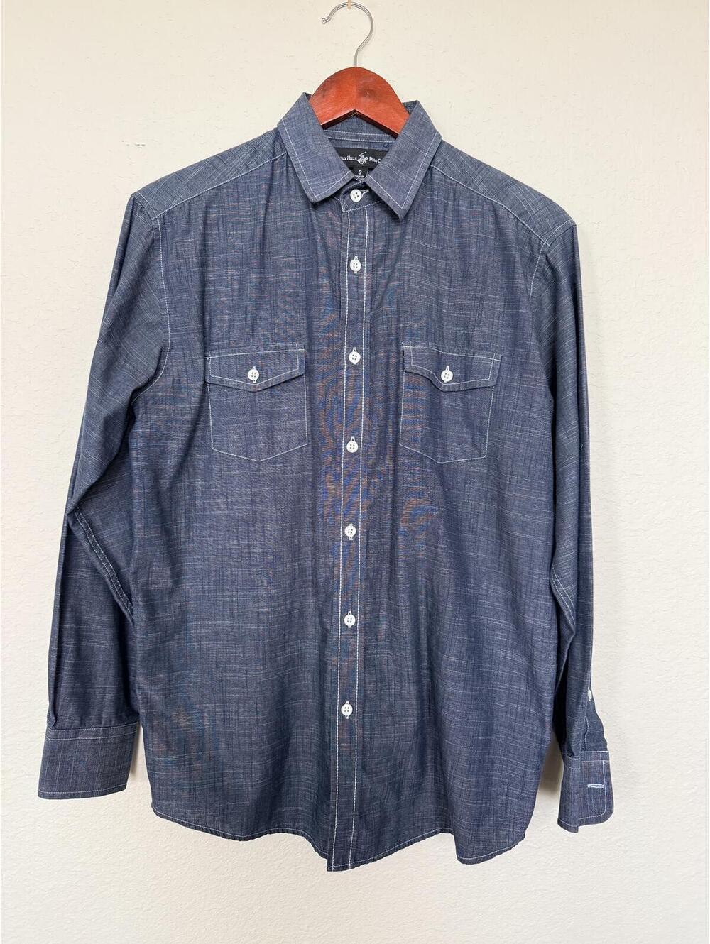 Beverly Hills Polo Club Men's Blue Button-Up Shirt Size S